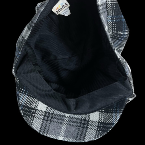 MUDD Newsboy Cabbie Navy Plaid Cap One Size - Picture 5 of 15